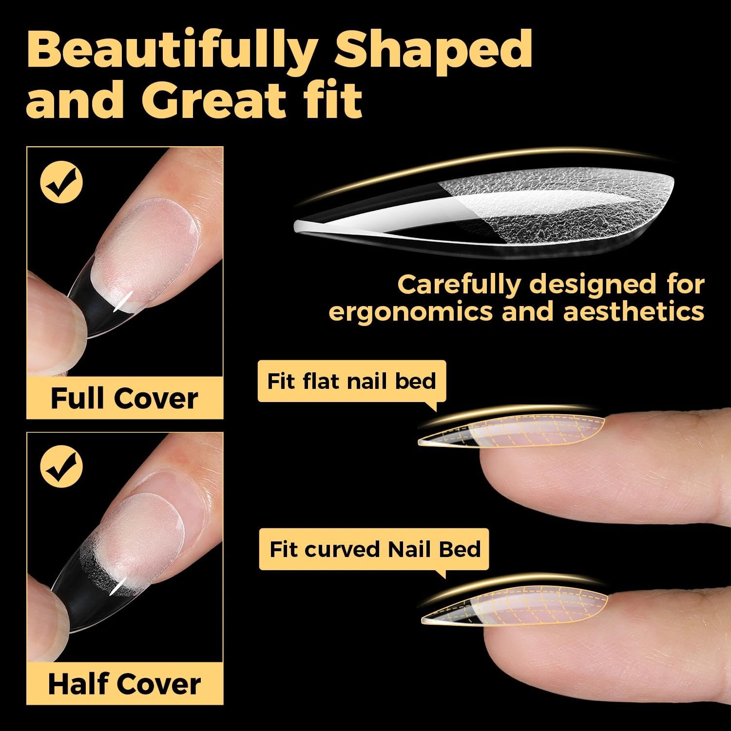 UNA GELLA: tips de gel con cobertura total para uñas planas y curvas