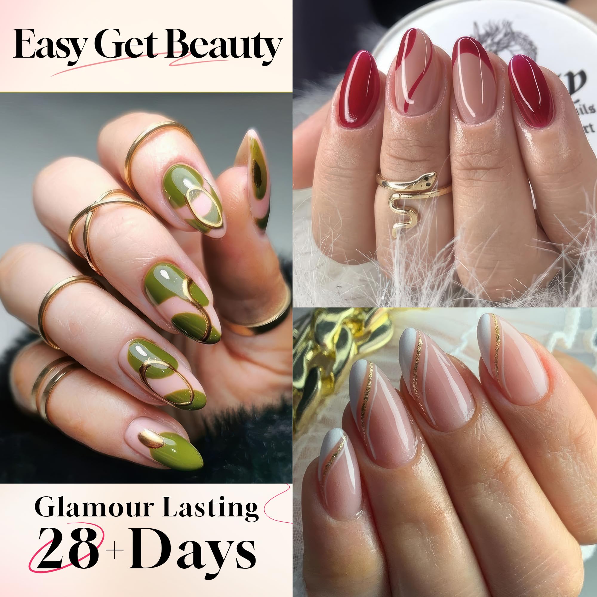 UNA GELLA tips almendra media cobertura, look natural y duradero.