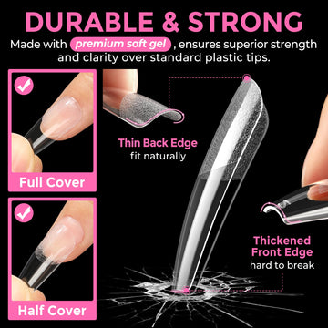 UNA GELLA tips fácil de aplicar para uñas naturales más limpias.