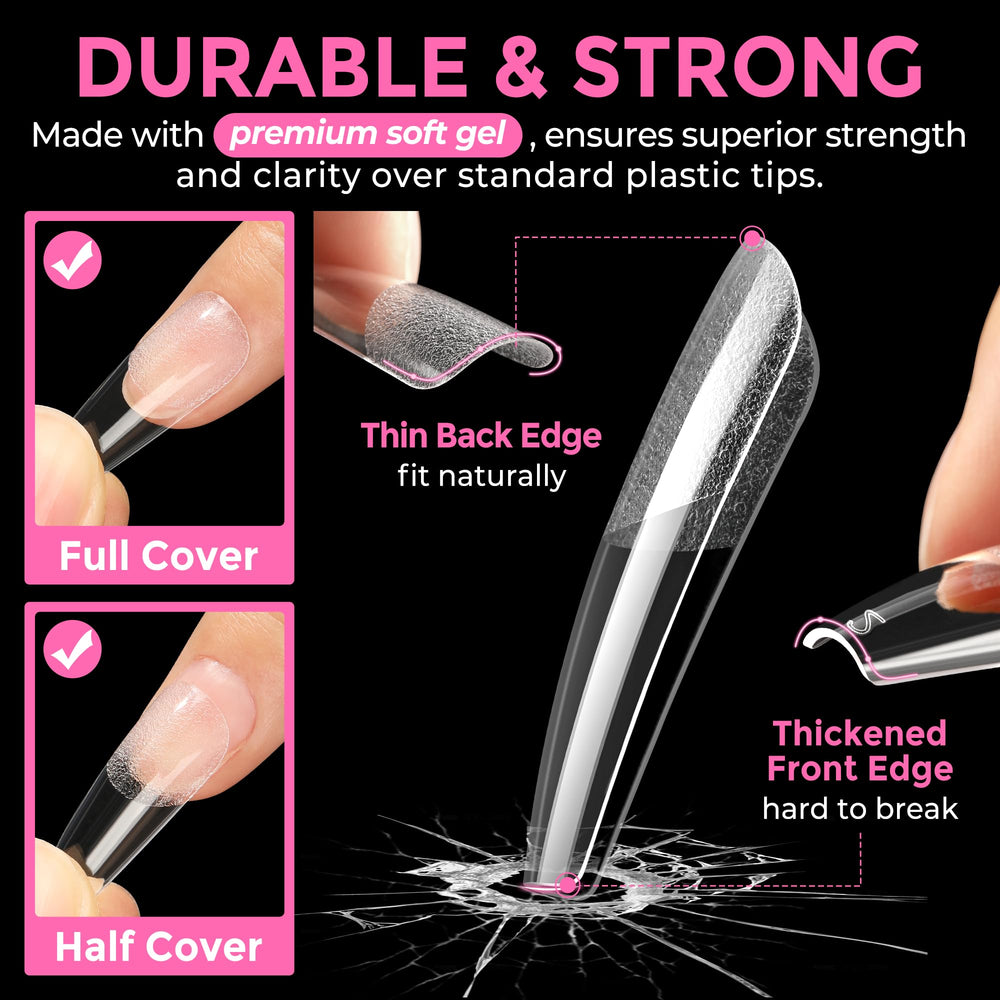 UNA GELLA tips fácil de aplicar para uñas naturales más limpias.