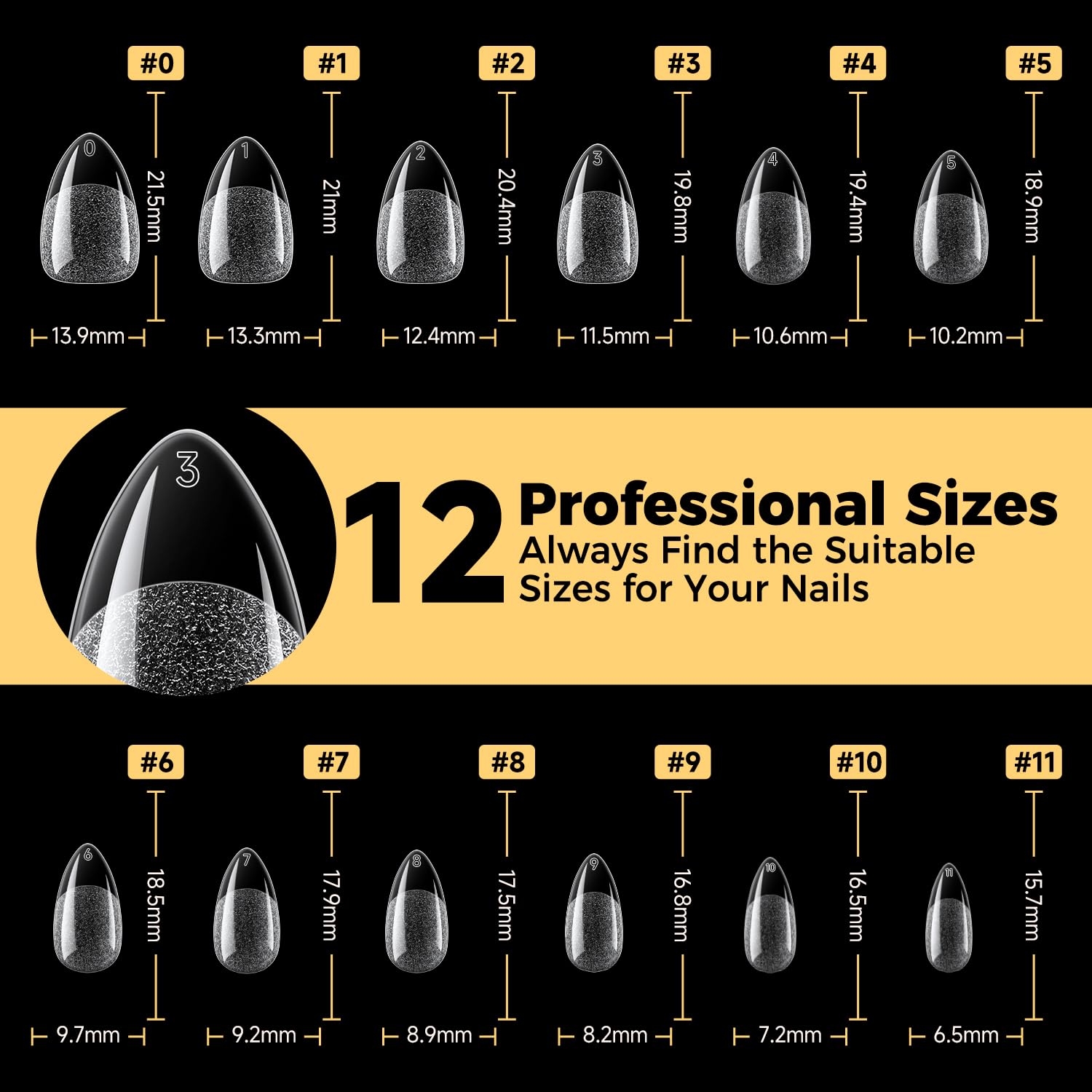 UNA GELLA tips 12 tallas disponibles para adaptarse a distintas uñas.