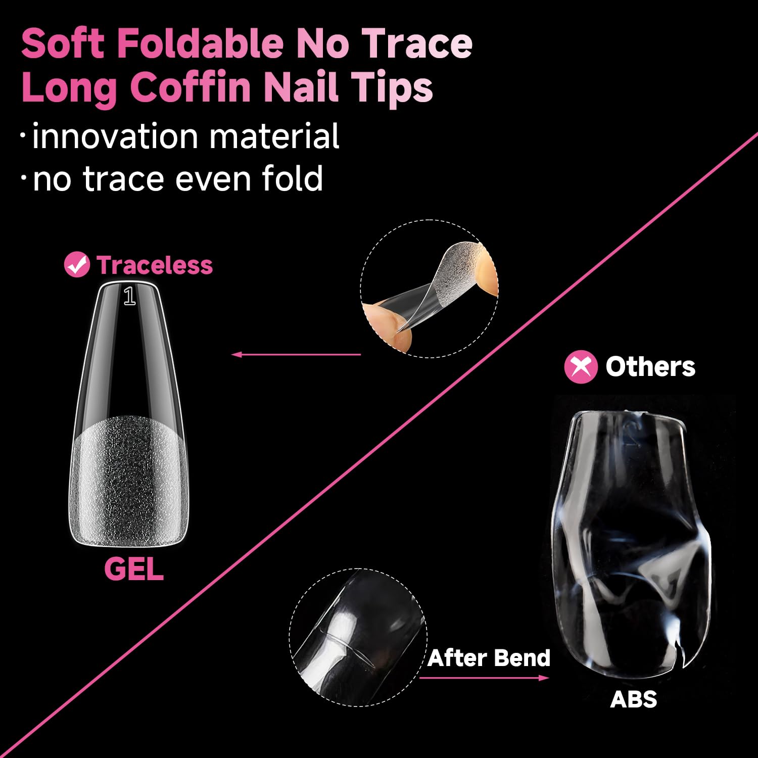 UNA GELLA tips coffin transparentes preformadas para extensiones limpias