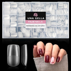 UNA GELLA tips uñas cuadradas cortas con guía central para alineación precisa