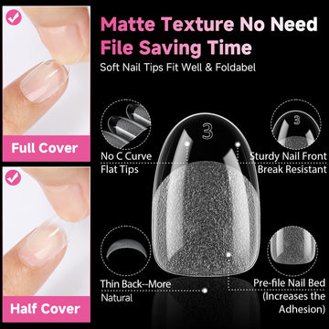 UNA GELLA tips uñas ovaladas cortas, ideal para arte de uñas en casa.