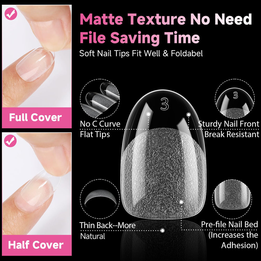 UNA GELLA tips uñas ovaladas cortas, ideal para arte de uñas en casa.