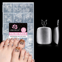 UNA GELLA tips uñas pie, forma cuadrada-redonda, acabado natural.