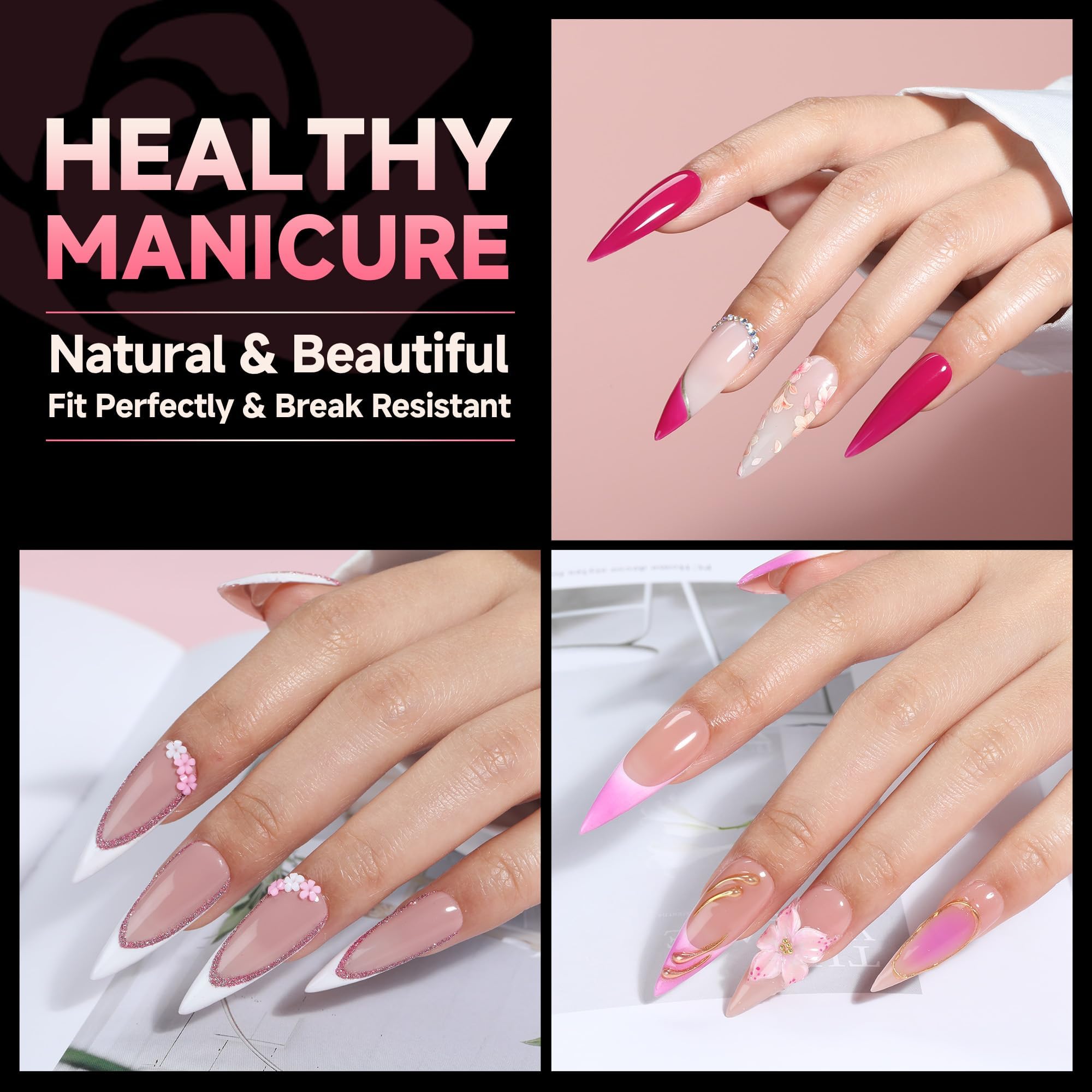 UNA GELLA: uñas estileto gel transparentes con acabado brillo para una aplicación limpia