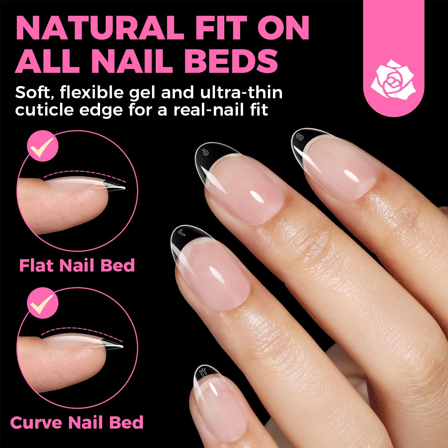 UNA GELLA: puntas mate preformadas para un look rápido y elegante.