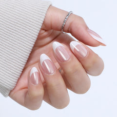 UNA GELLA uñas en forma almendra blanca con acabado suave y cómodo.