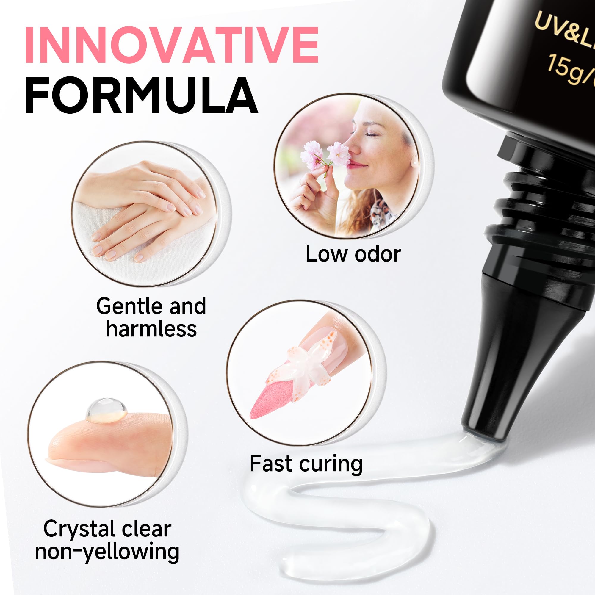 Versatilidad de UNA GELLA para uñas naturales y tips.