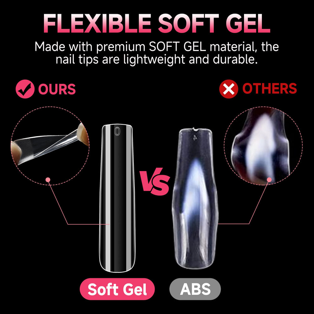 Puntas de gel claras para un aspecto natural y uniforme.