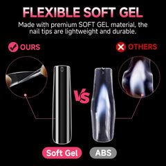 Puntas de gel claras para un aspecto natural y uniforme.