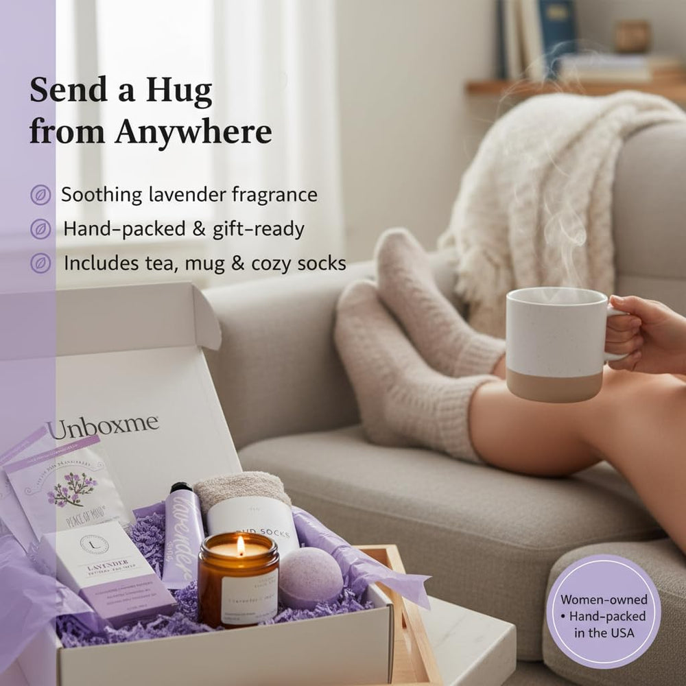 Vela de soja lavanda de Unboxme: iluminación suave para un ambiente calmante.