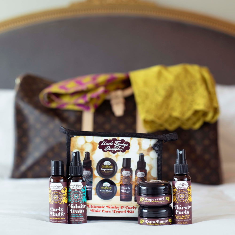 Uncle Funky's Daughter Kit Ultimate, empaque atractivo para iniciar rutina de rizos.