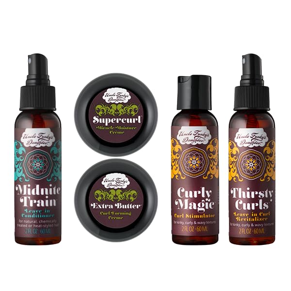 Uncle Funky's Daughter Thirsty Curls, aplicación sin enjuague, brillo y elasticidad para rizos.