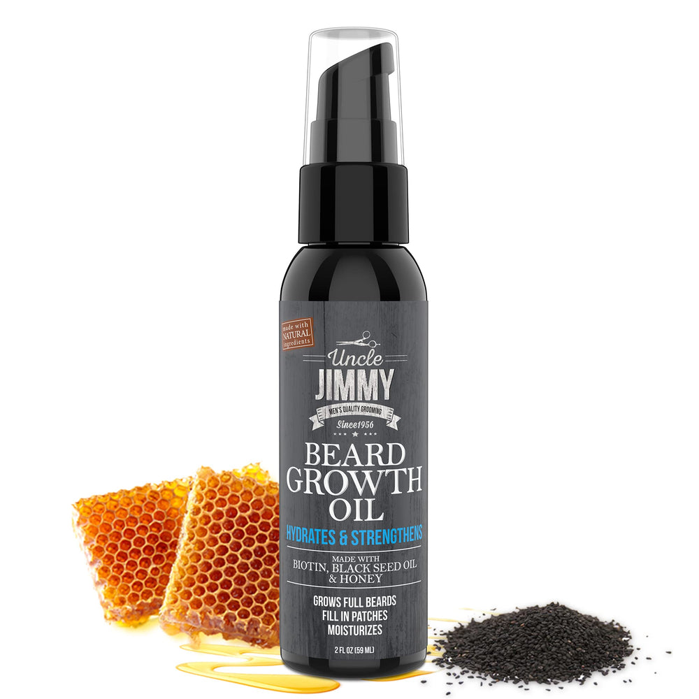 Uncle Jimmy Barba Pelos Crecimiento: primer plano de pelos con posible mayor grosor.