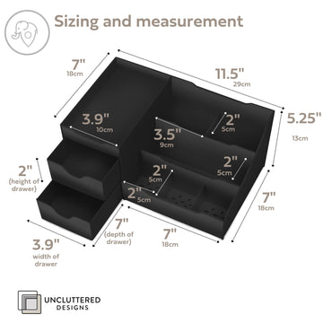 Uncluttered Designs organizador de vanidad con compartimentos amplios, perfecto para productos de cuidado.
