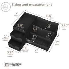Uncluttered Designs organizador de vanidad con compartimentos amplios, perfecto para productos de cuidado.