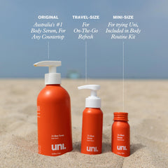 Uni 24 Hour Serum texture swirl reveals a lightweight formula for daily use.