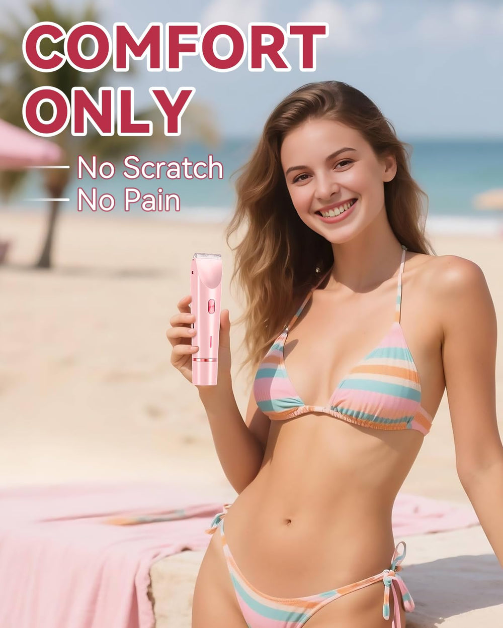 Dermawave Bikini Shaver 2.0, cabeza cerámica desmontable para limpieza fácil.