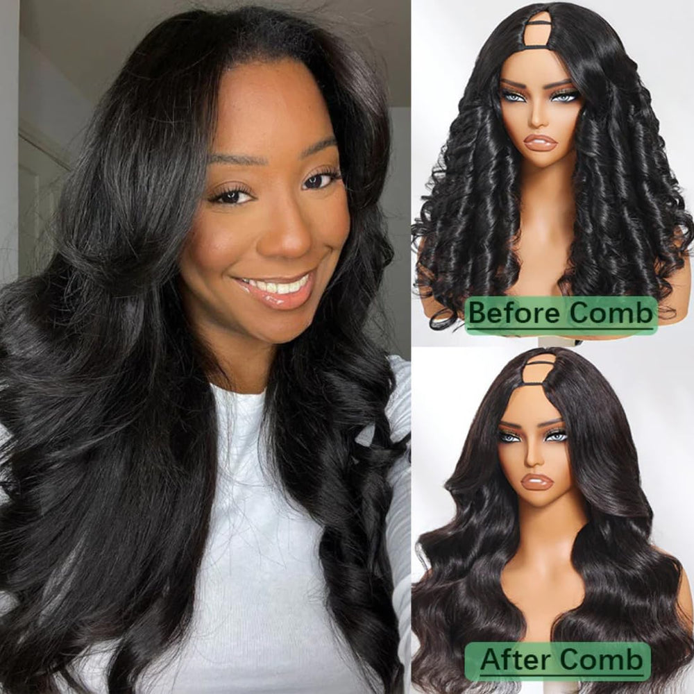 UNICE V Part Wigs no leave out design for seamless scalp blending