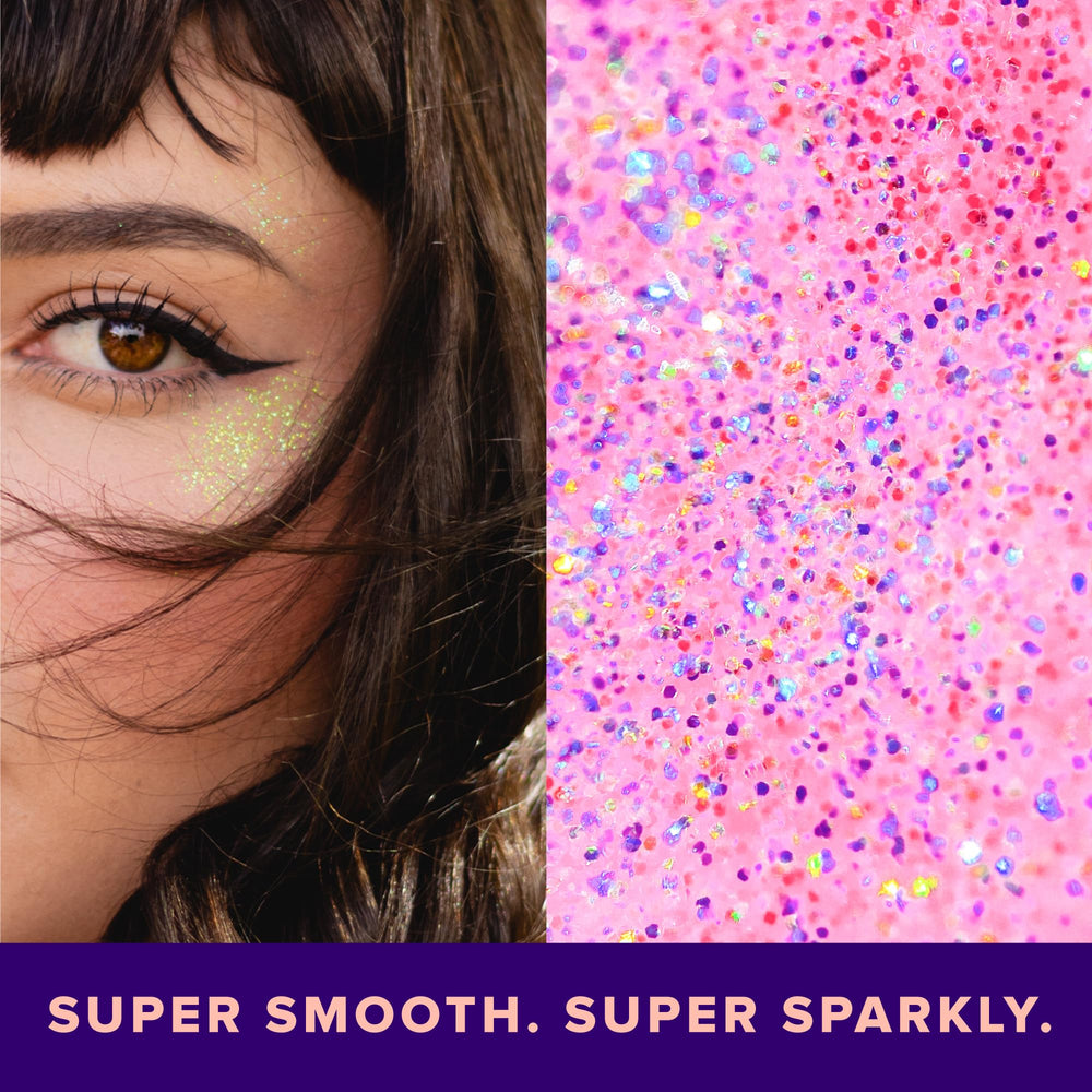 UNICORN SNOT purpurina rosa-flamingo para cabello, brillo llamativo y duradero.