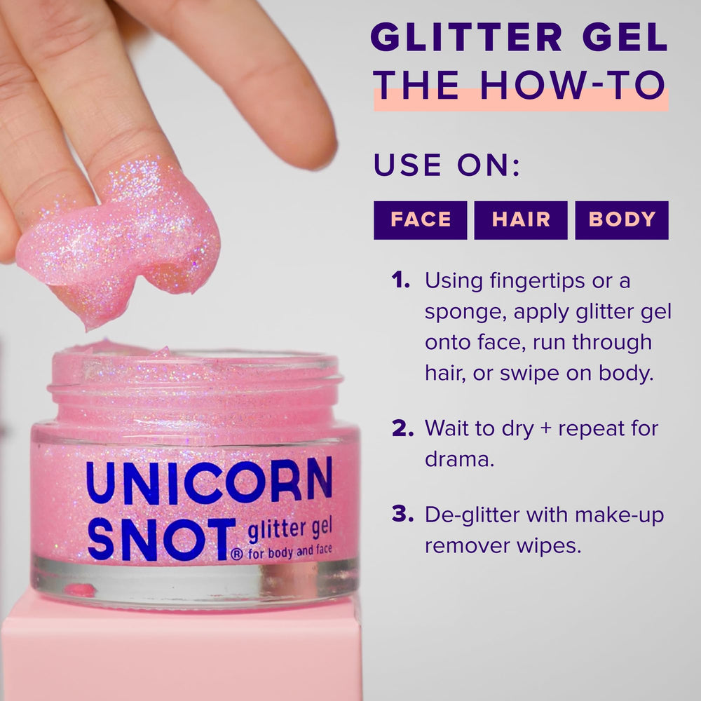 UNICORN SNOT aplicación rápida, purpurina rosa-flamingo en las manos para looks.