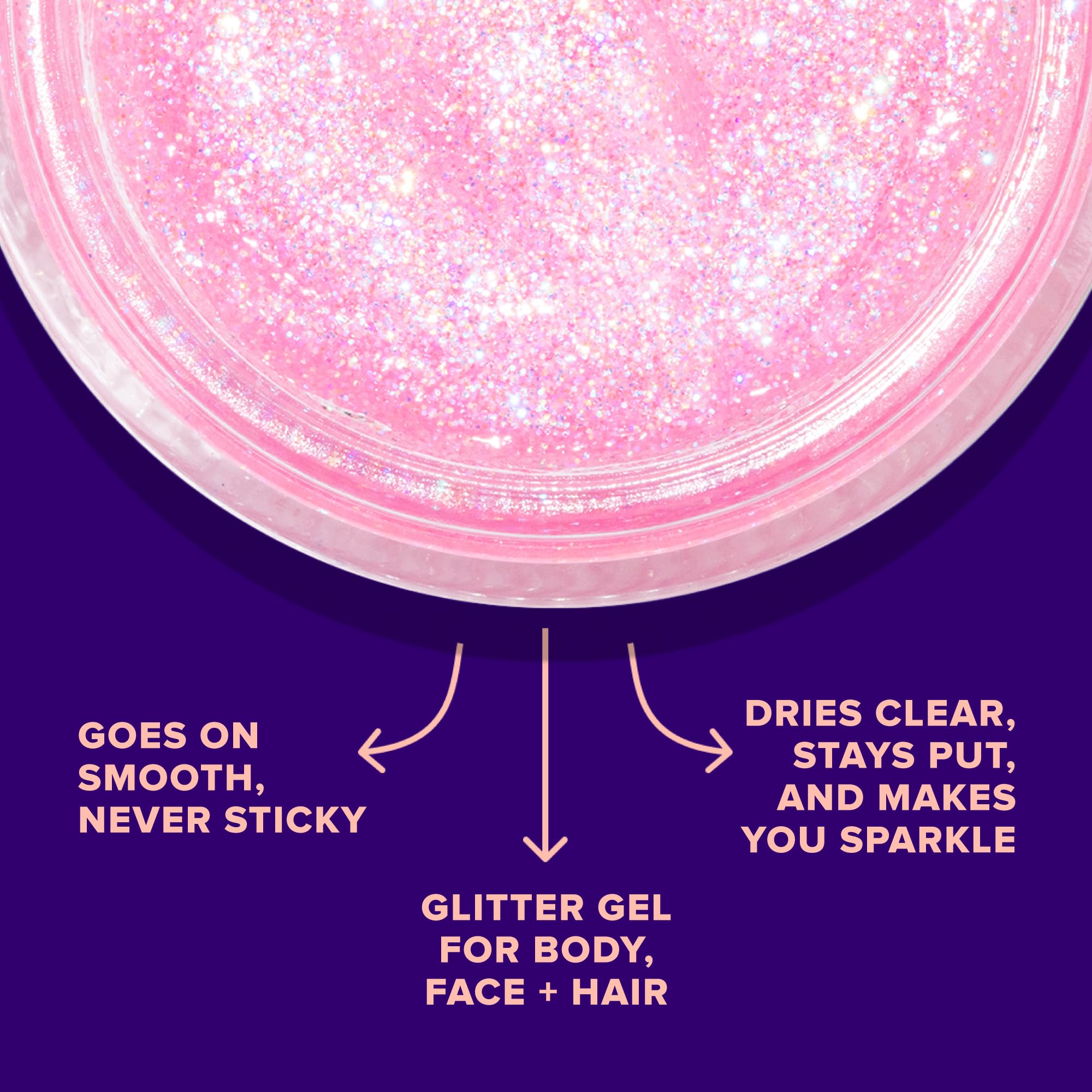 UNICORN SNOT gel purpurina rosa-flamingo para ojos, destellos sutiles y llamativos.