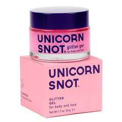 UNICORN SNOT gel purpurina rosa-flamingo para rostro, brillo duradero y seguro para la piel.
