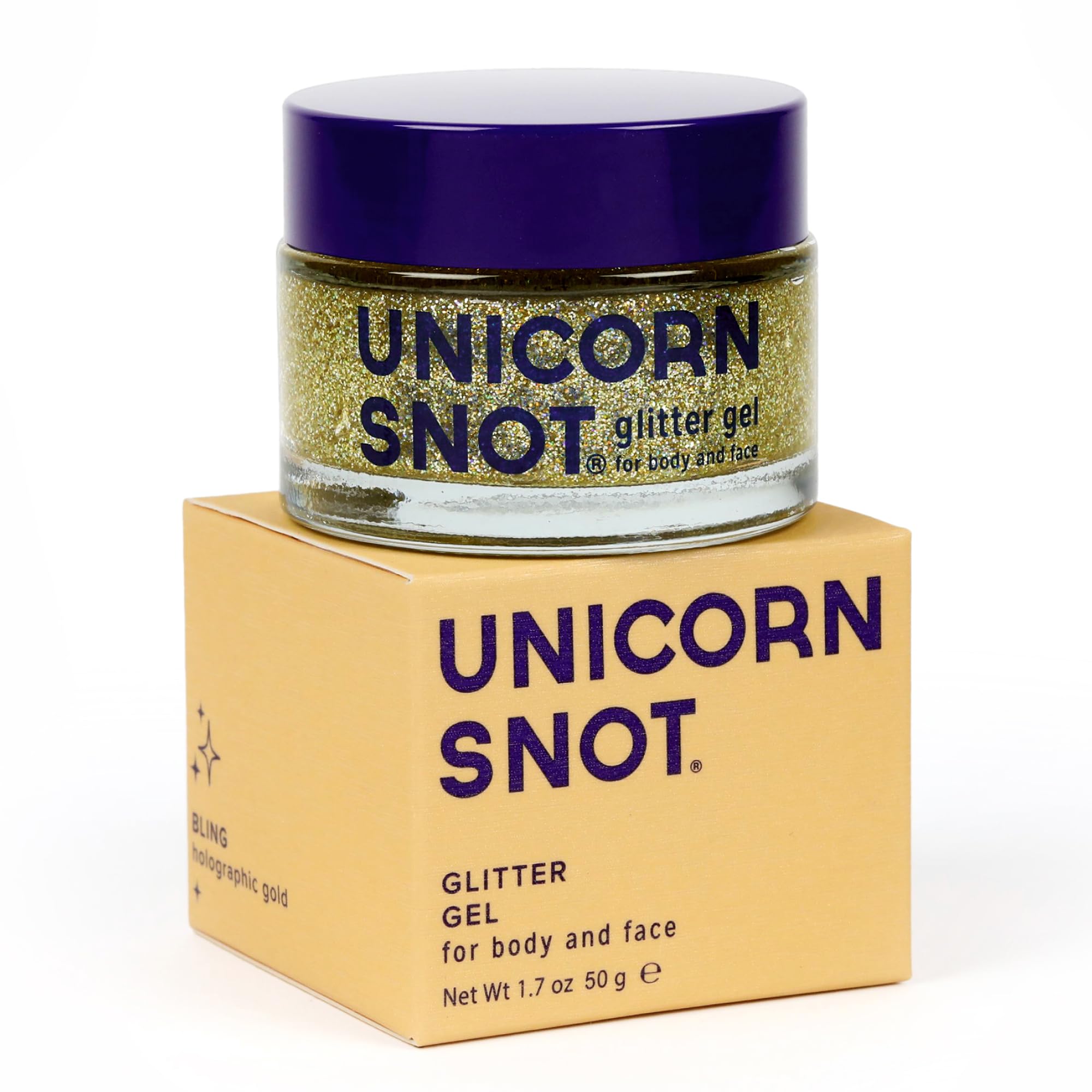 Unicorn Snot Glitter Gel holográfico dorado para la cara, brillo duradero.