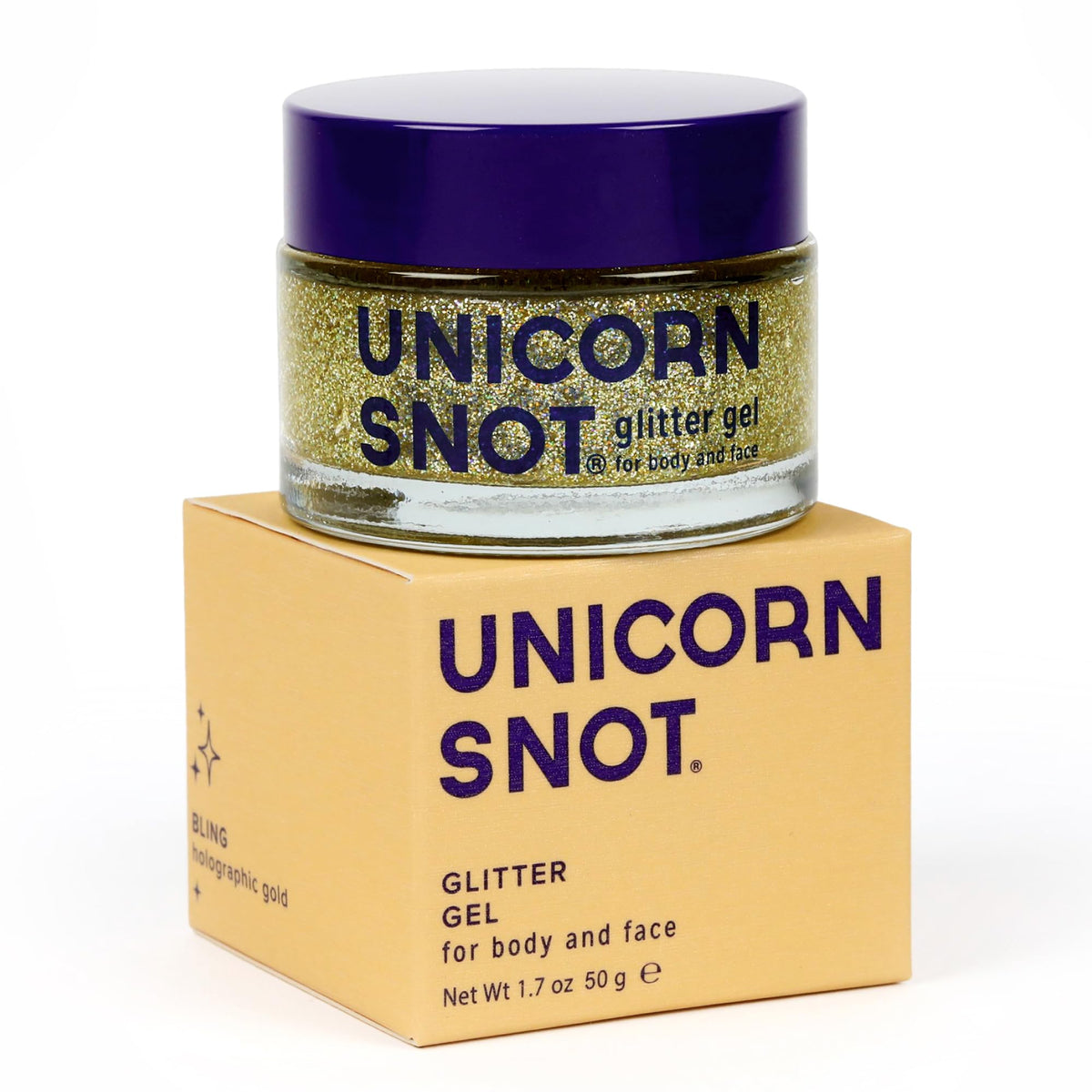 Unicorn Snot Glitter Gel holográfico dorado para la cara, brillo duradero.