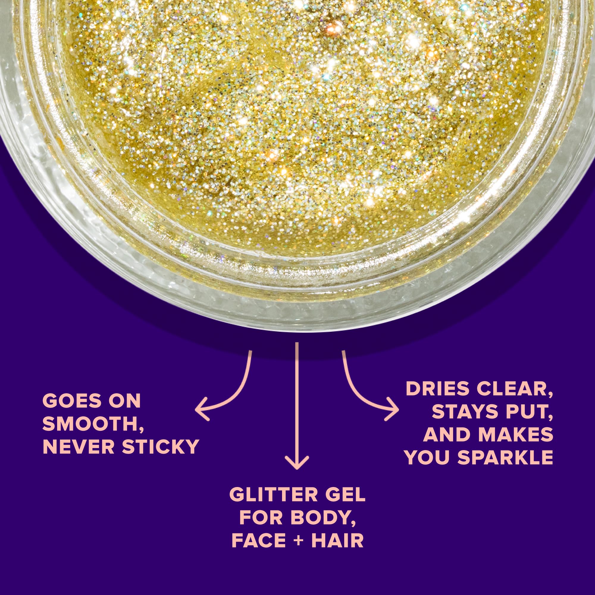 Unicorn Snot Glitter Gel holográfico dorado para el cuerpo, secado rápido.