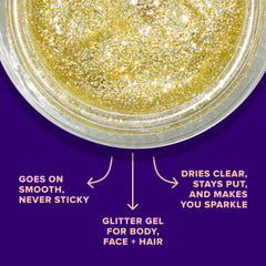 Unicorn Snot Glitter Gel holográfico dorado para el cuerpo, secado rápido.
