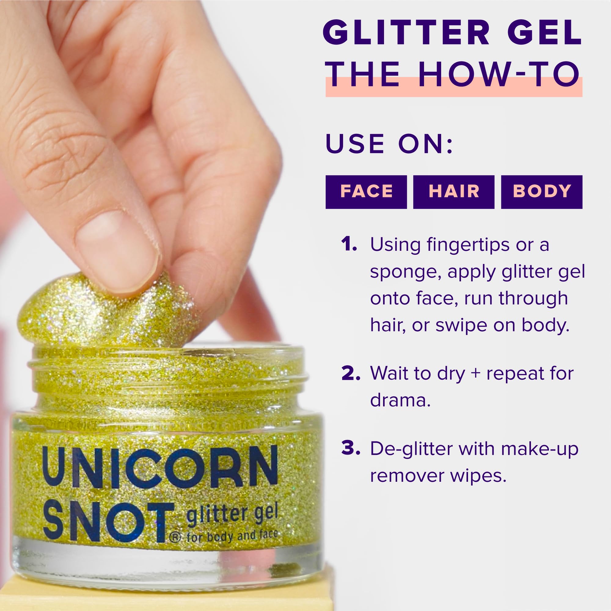 Unicorn Snot Glitter Gel holográfico dorado para fiestas y festivales.