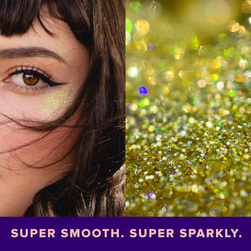 Unicorn Snot Glitter Gel holográfico dorado para el pelo, brillo llamativo.