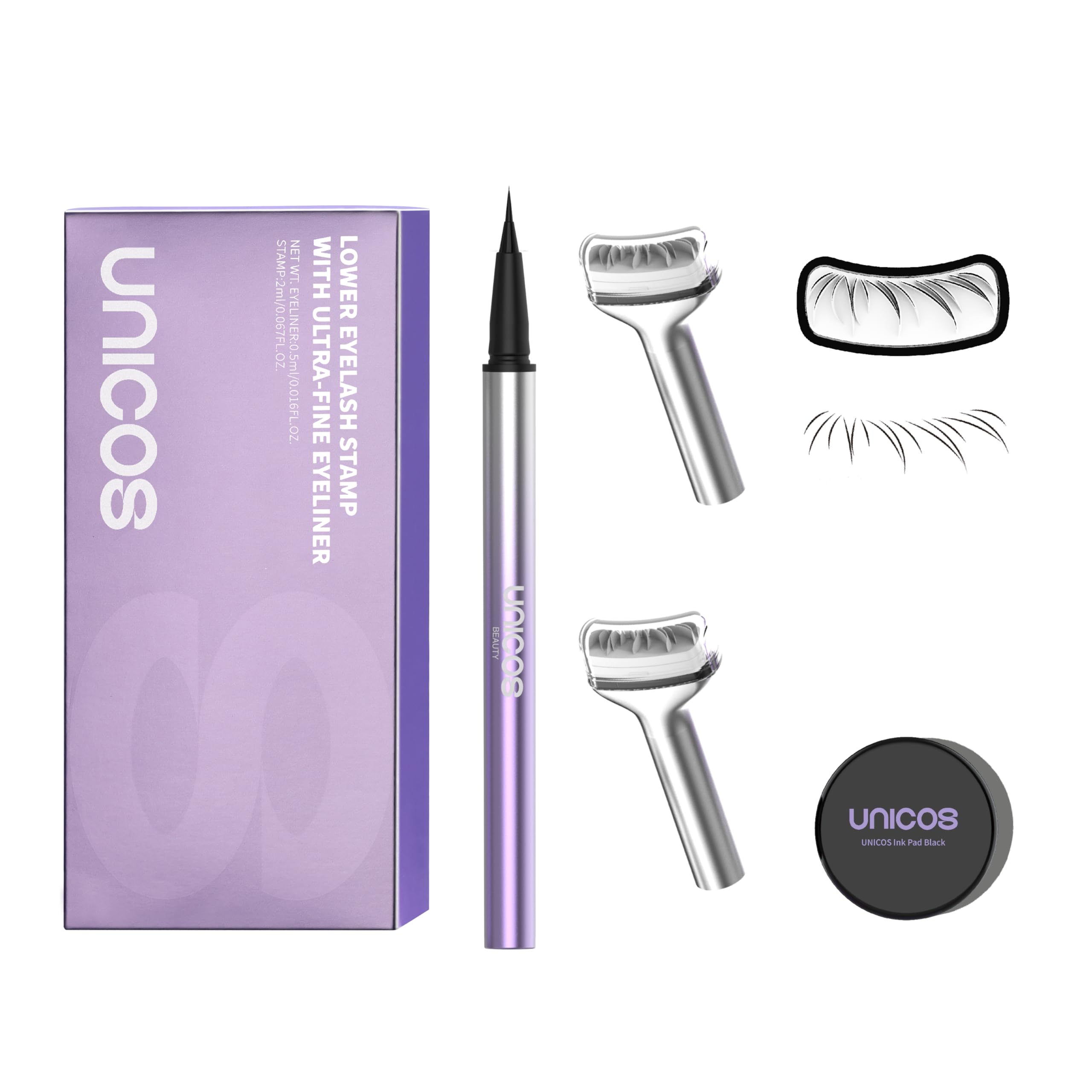 Unicos sello de pestañas inferiores para un look natural y definido.
