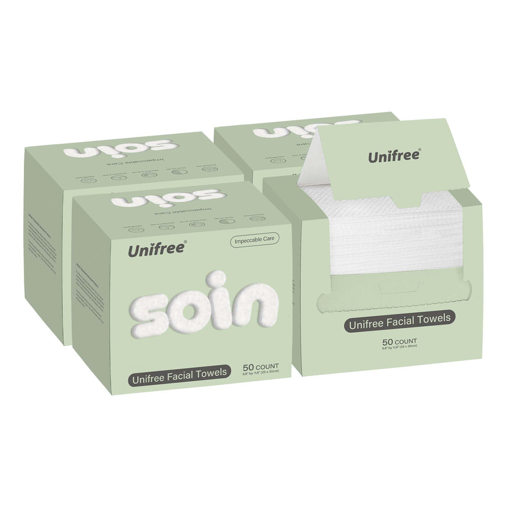 UNIFREE toallitas faciales suaves para desmaquillado ligero.