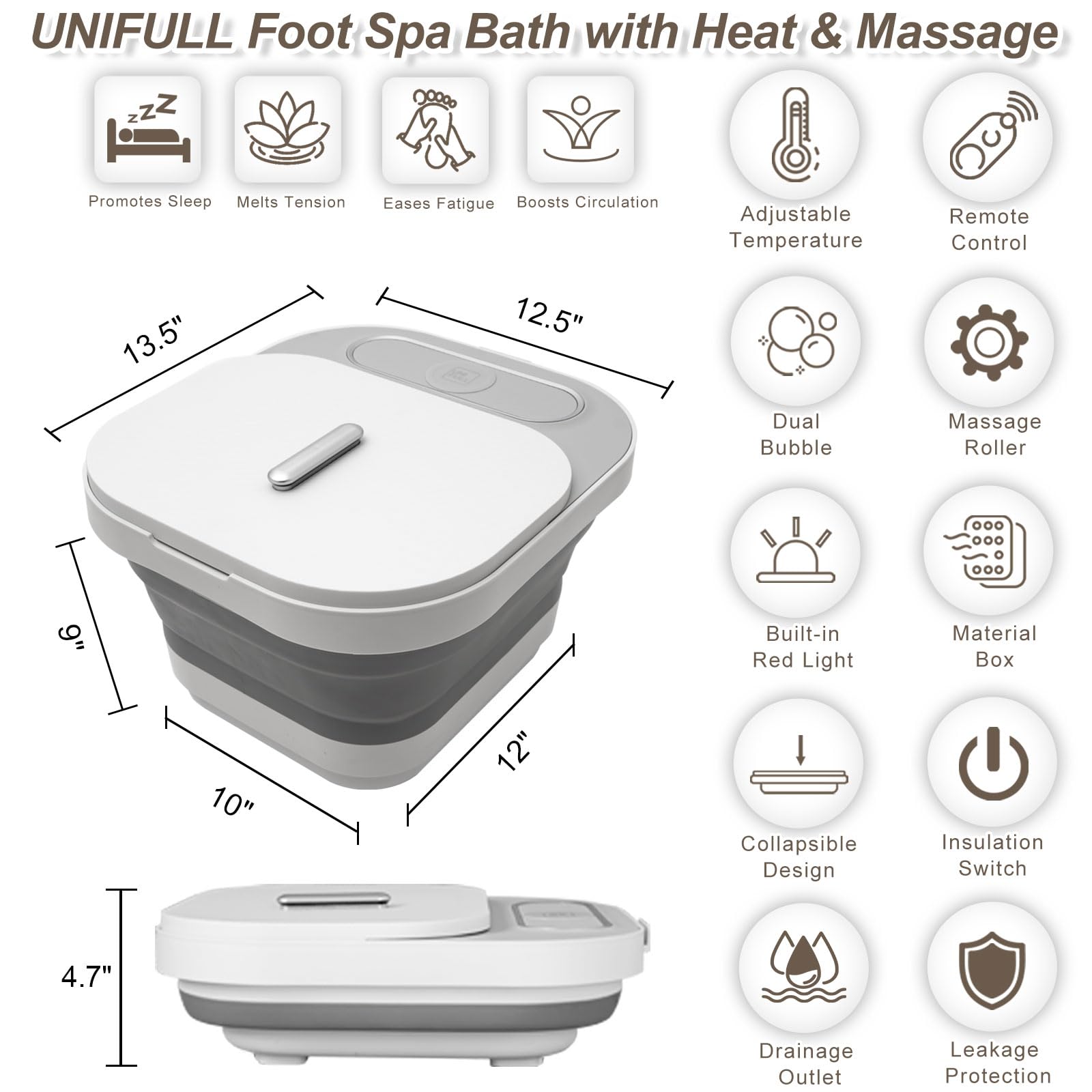 UNIFULL bano de pies con rodillos de masaje no motorizados para shiatsu suave