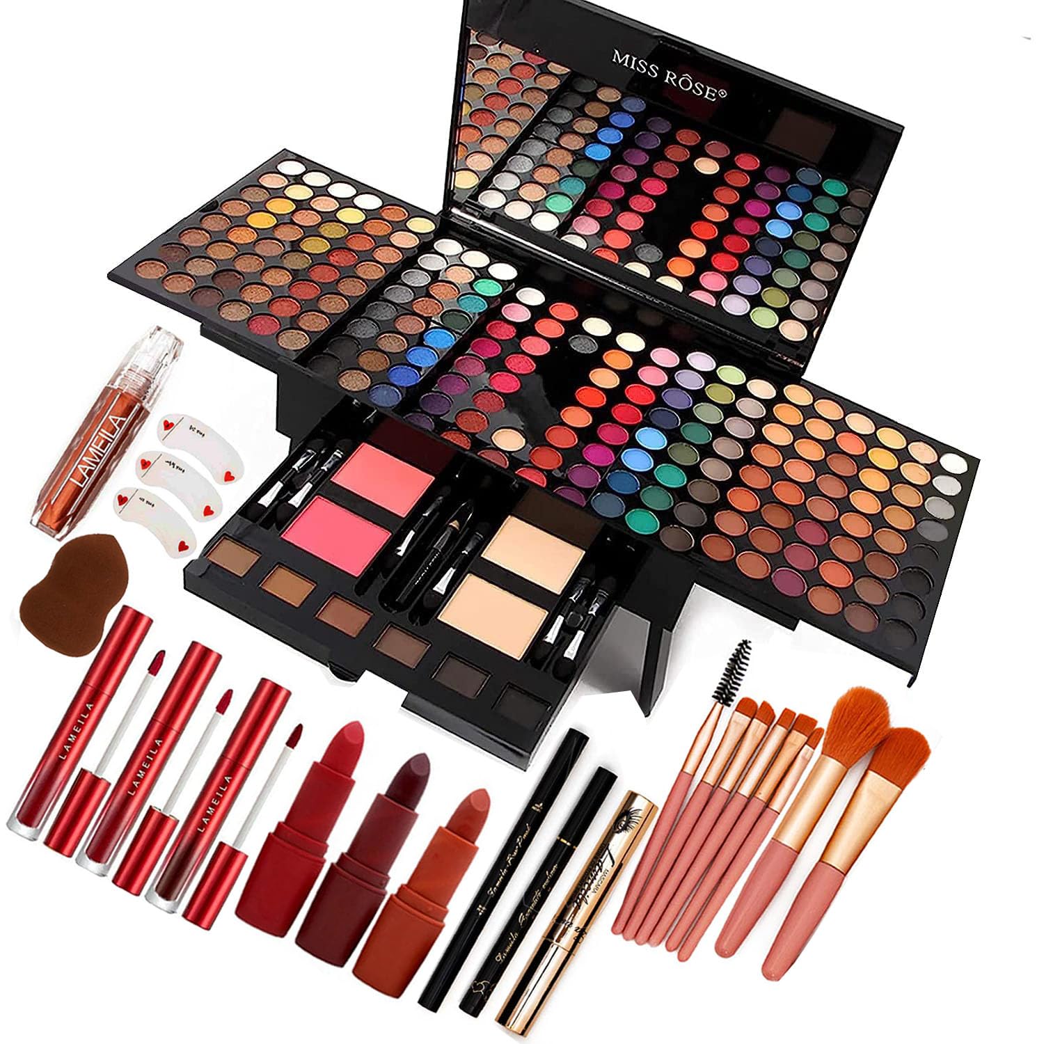 UNIFULL Paleta 190 colores: sombras brillantes y mates para looks versátiles.