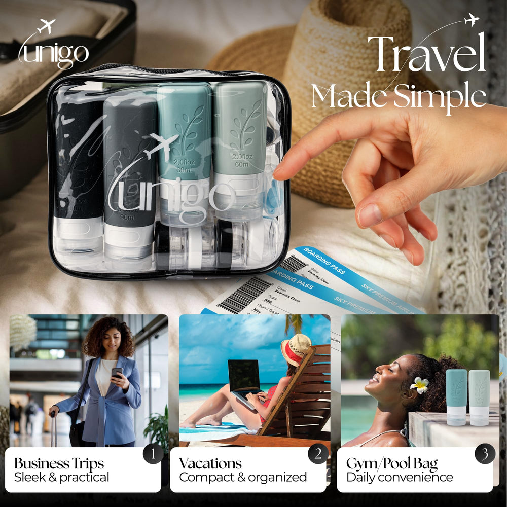 Accesorios de higiene Unigo para un set de viaje completo