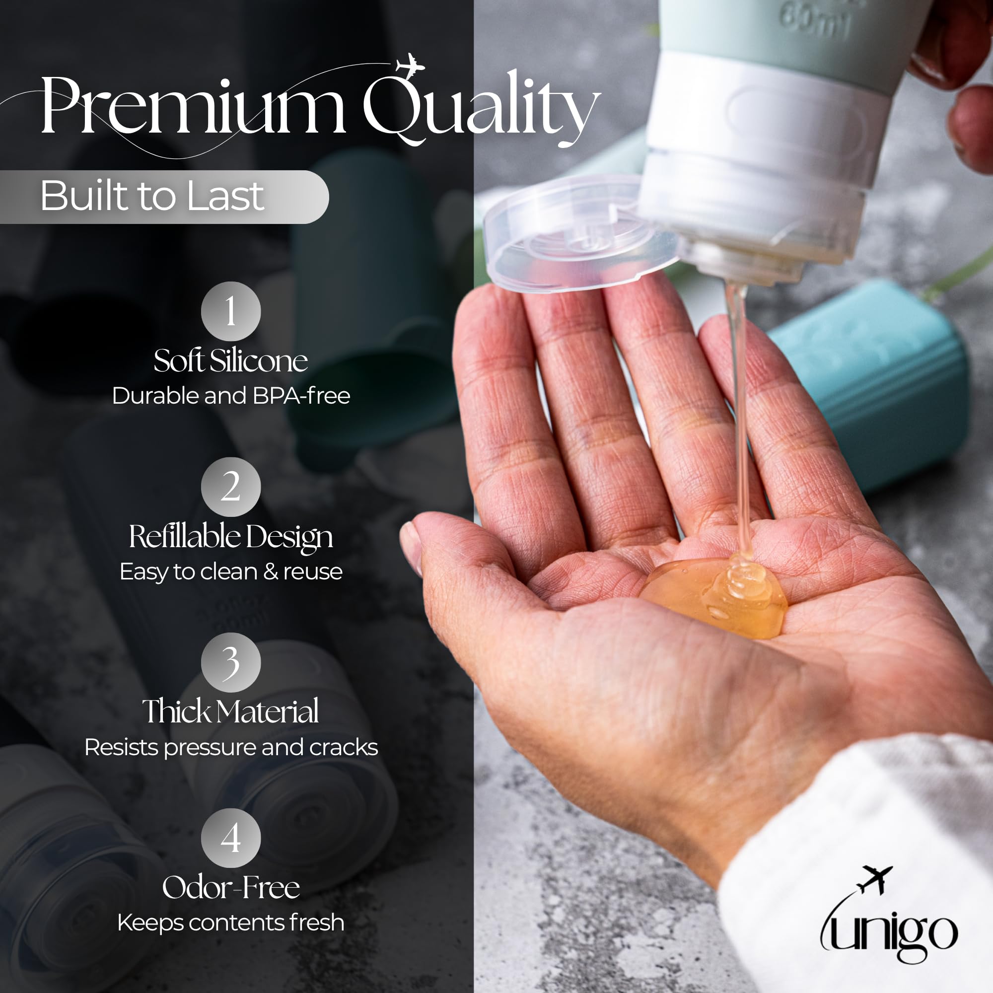 Jarras de crema Unigo para cosméticos de viaje