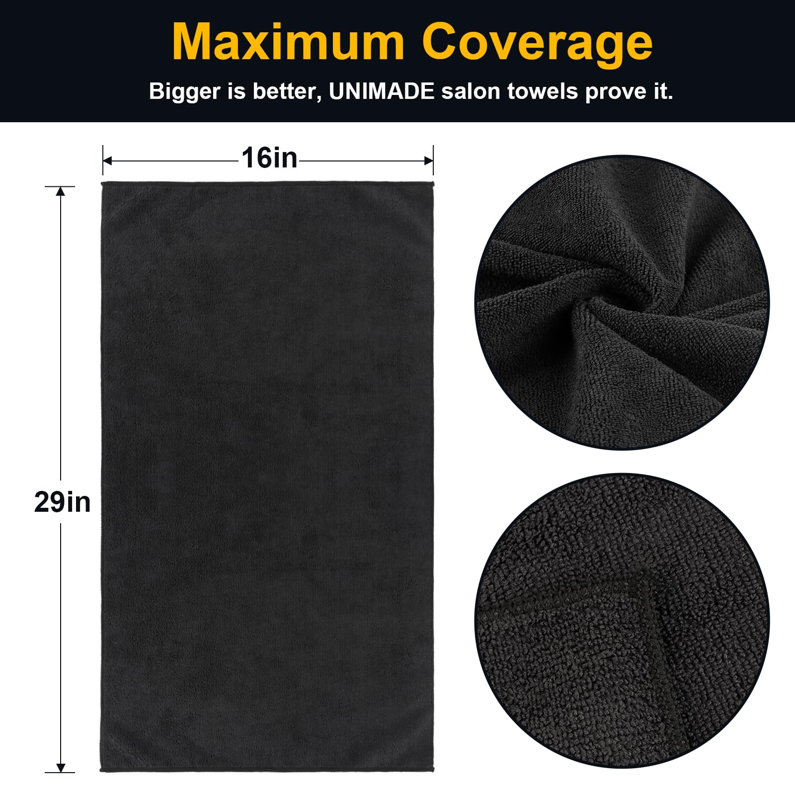 UNIMADE toallas de microfibra absorbentes para uso diario en spa o salón.