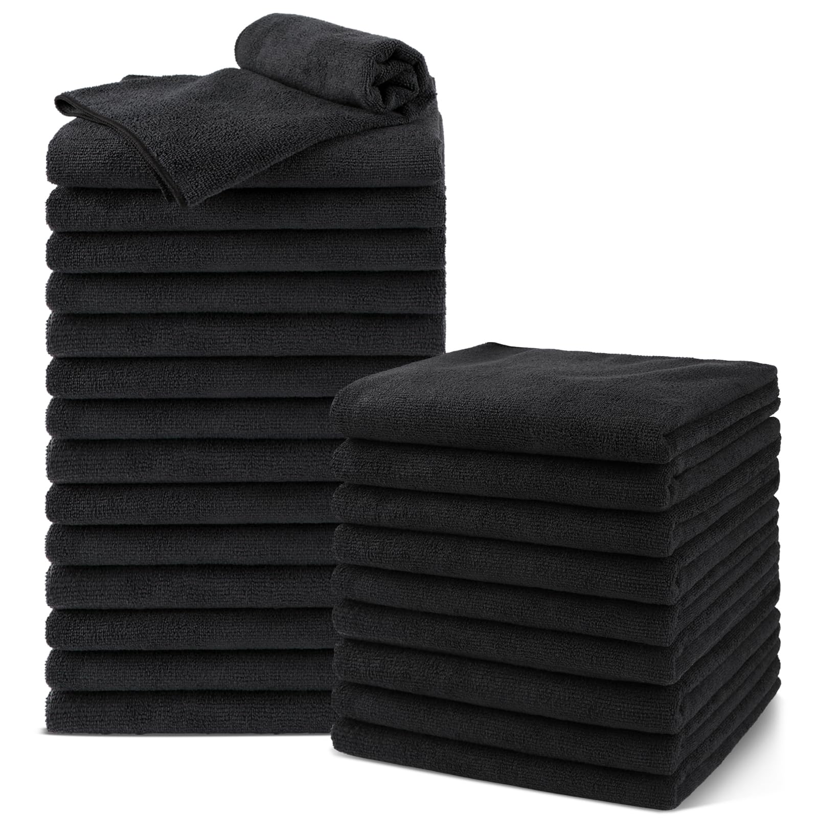 UNIMADE toallas de salón negras de 16x29 pulgadas para secar cabello rápidamente.