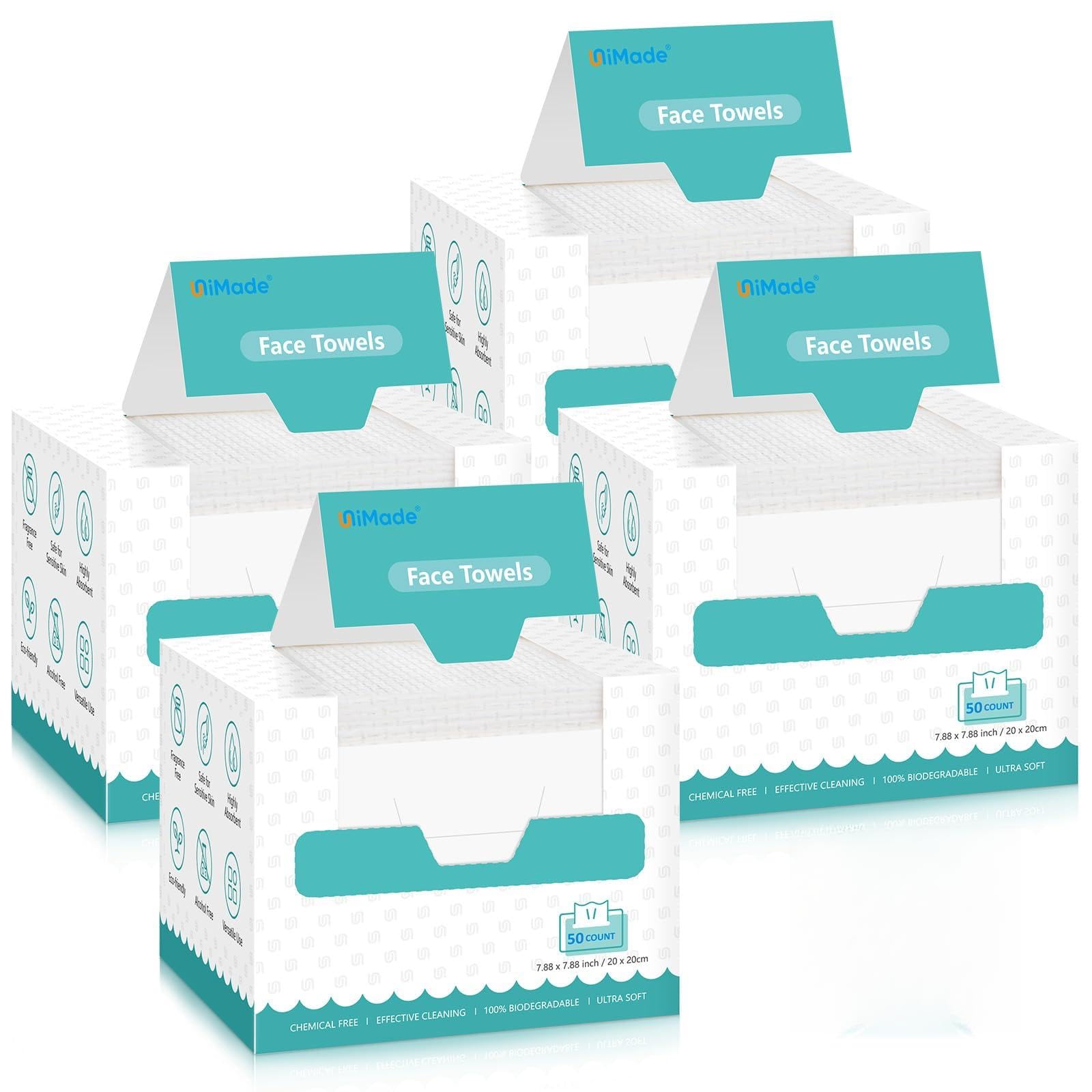 UNIMADE: toallitas faciales en paquete de 4 cajas para uso diario cómodo.
