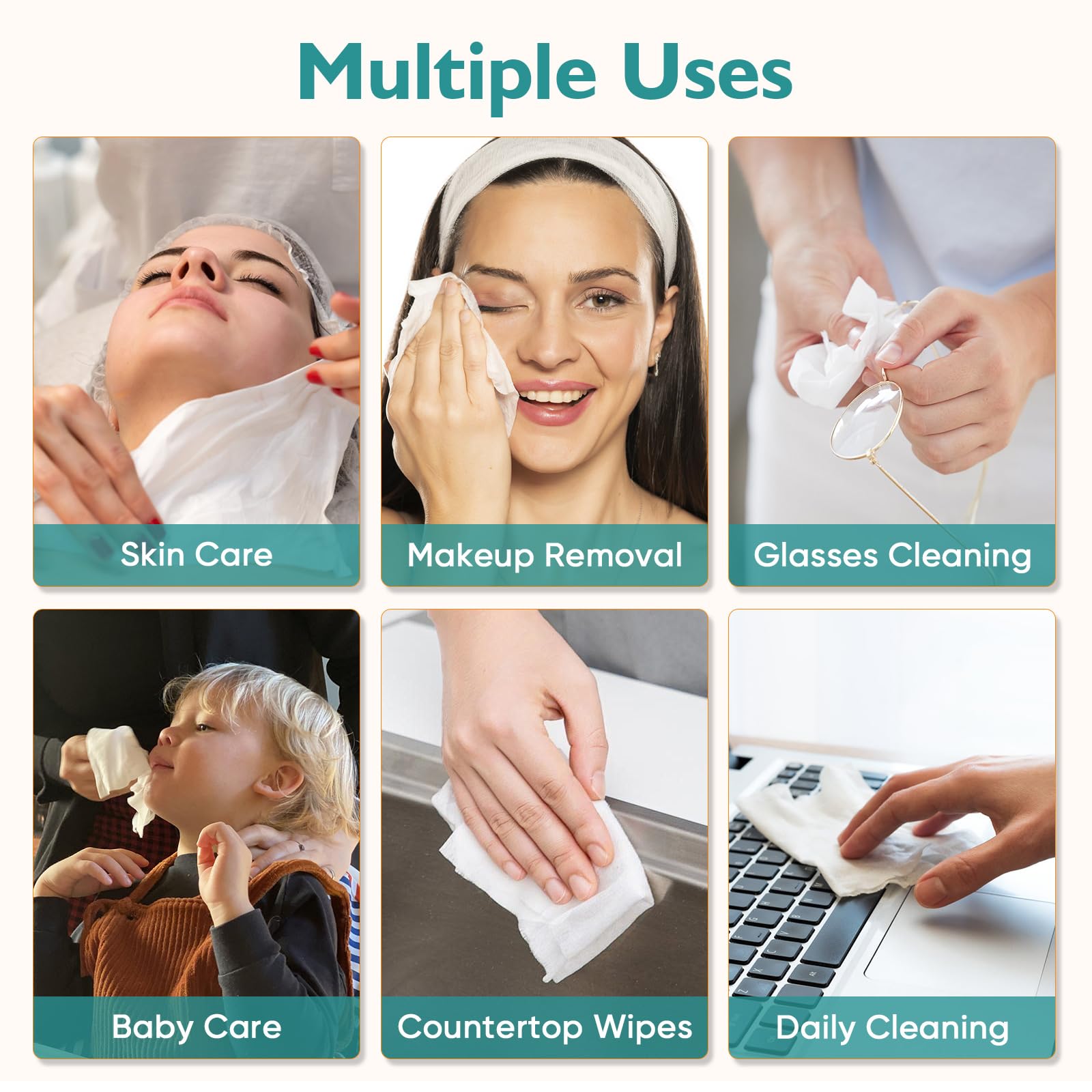 UNIMADE: toallitas faciales de uso multifuncional para limpieza rápida y sin residuos.