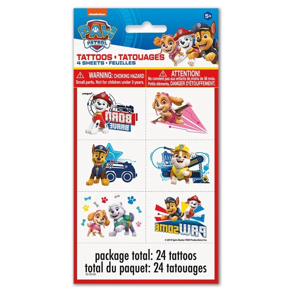 Unique Paw Patrol: tatuajes con aplicación fácil para niños