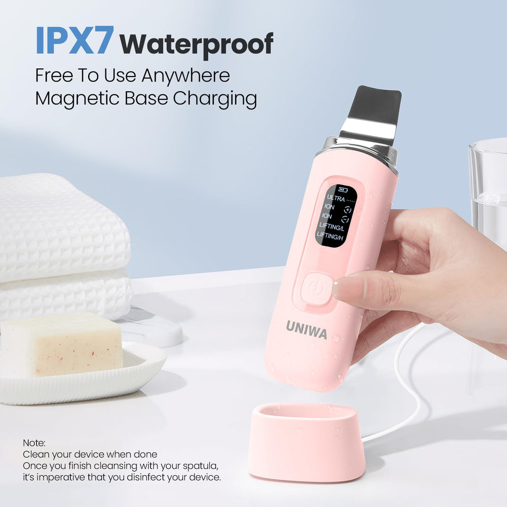 UNIWA Skin Scrubber modo Ion- para mayor absorción de productos.