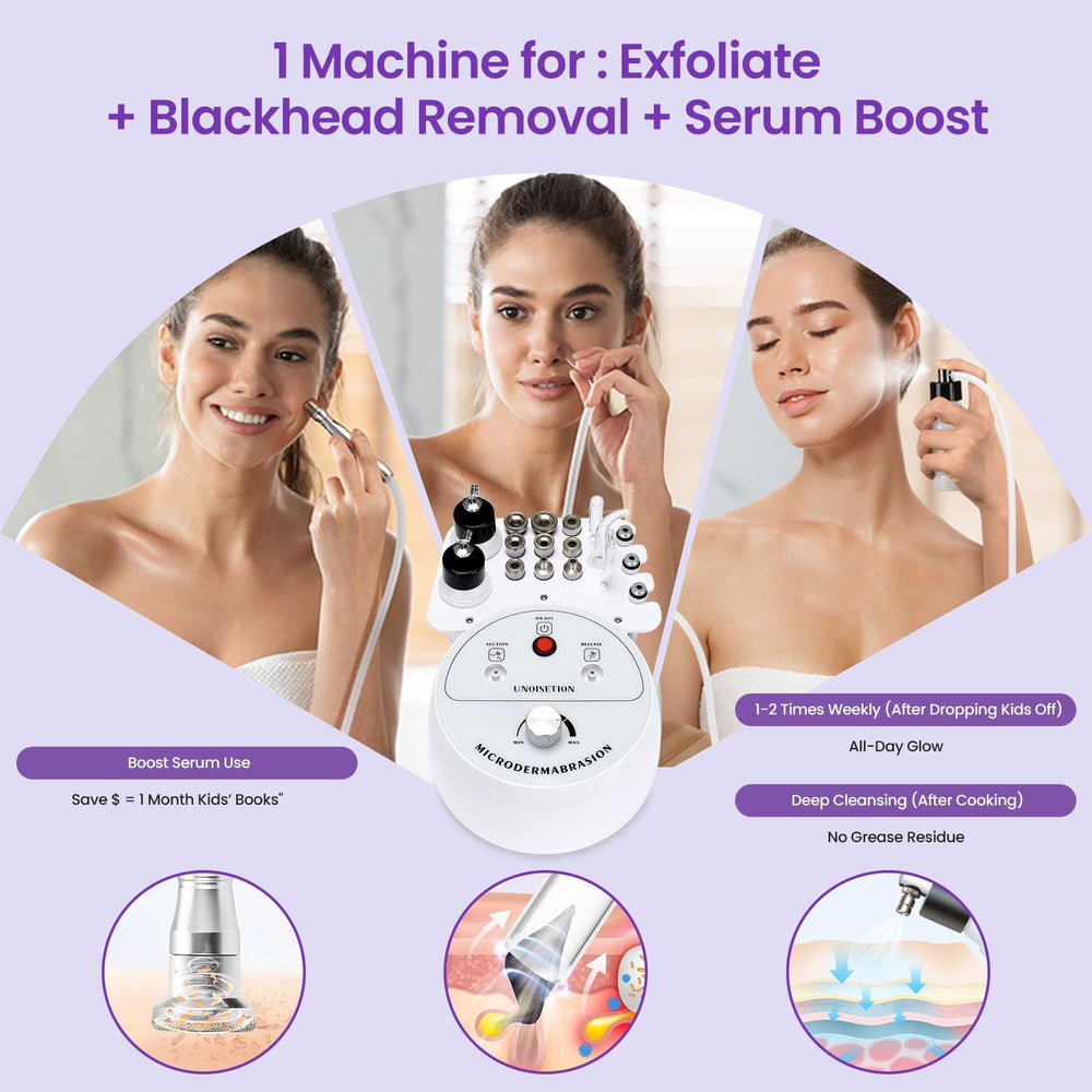 UNOISETION Diamond Microdermabrasion, cabezales de distintos finos para áreas faciales