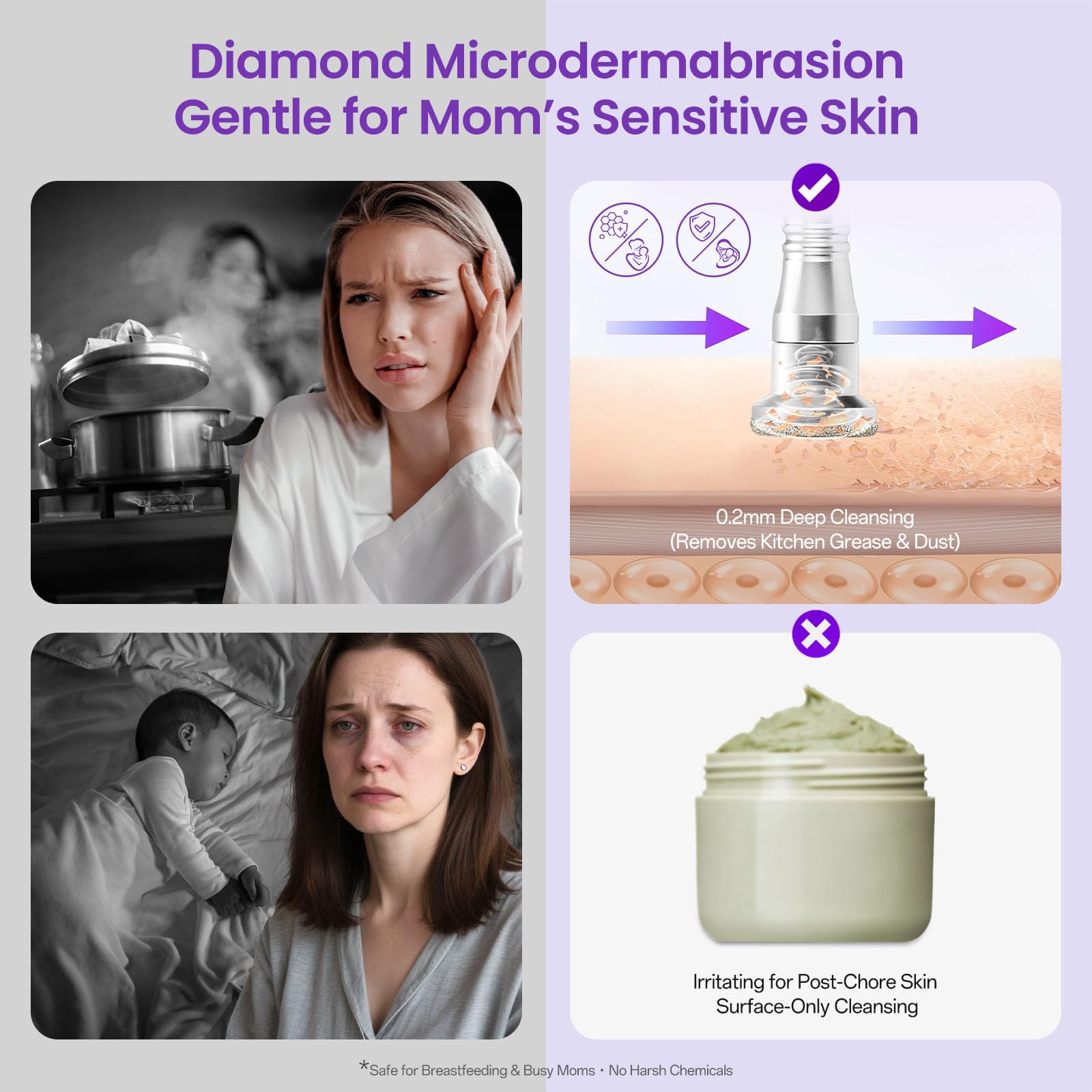 UNOISETION Diamond Microdermabrasion, kit todo en uno con cabezales de diamante para piel suave