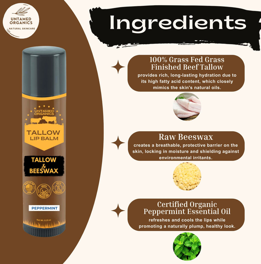 Untamed Organics bálsamo labial, textura cremosa para aplicación suave.